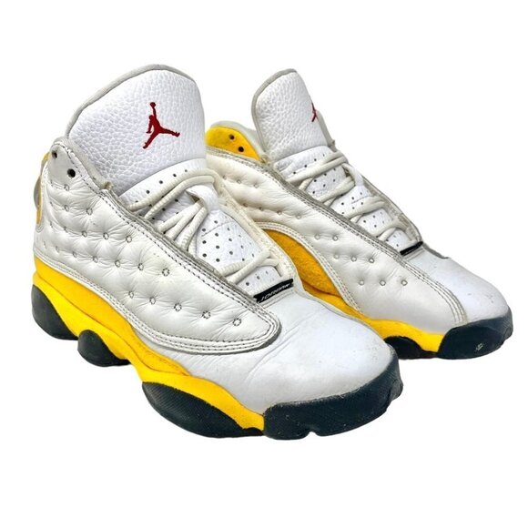 * The Air Jordan 13 GS Del Sol in White and Yellow Size 4.5Y - Picture 3 of 9